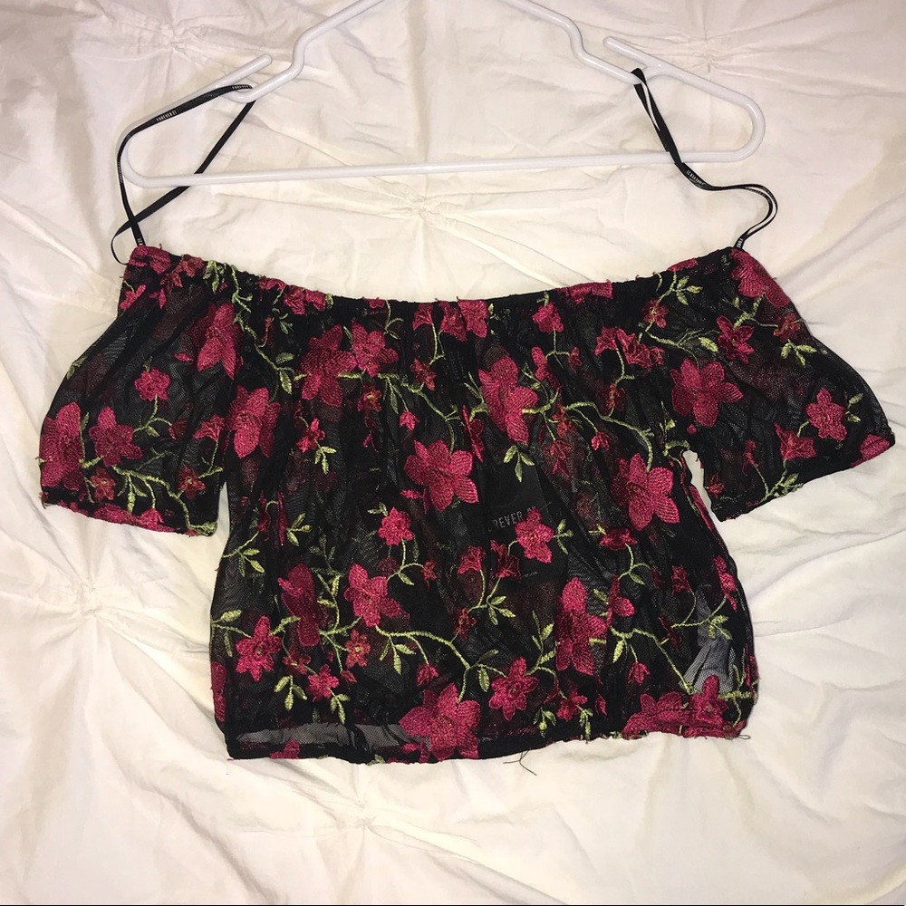 Floral Mesh Crop Top